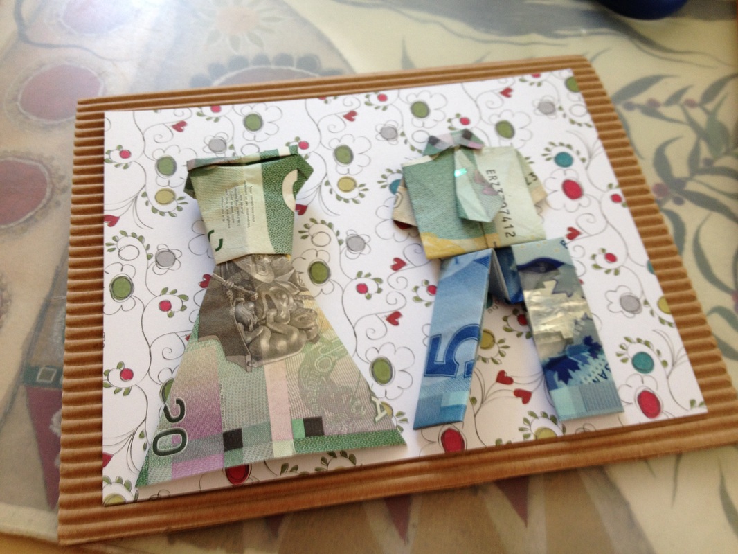 Handmade Wedding card Origami money Zdog Designs